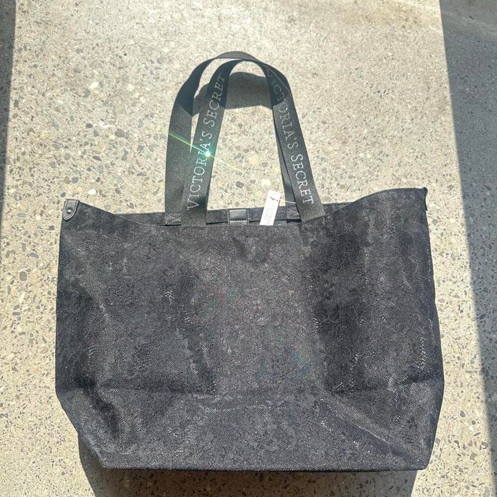 Victoria's Secret black lace tote bag NWT
